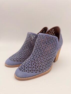 JEFFREY CAMPBELL Dusty Lavender Suede Laser Cut Western Booties 8.5